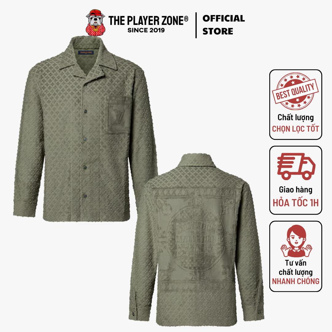 Áo Sơ Mi LV French Terry Jacquard Overshirt - Green