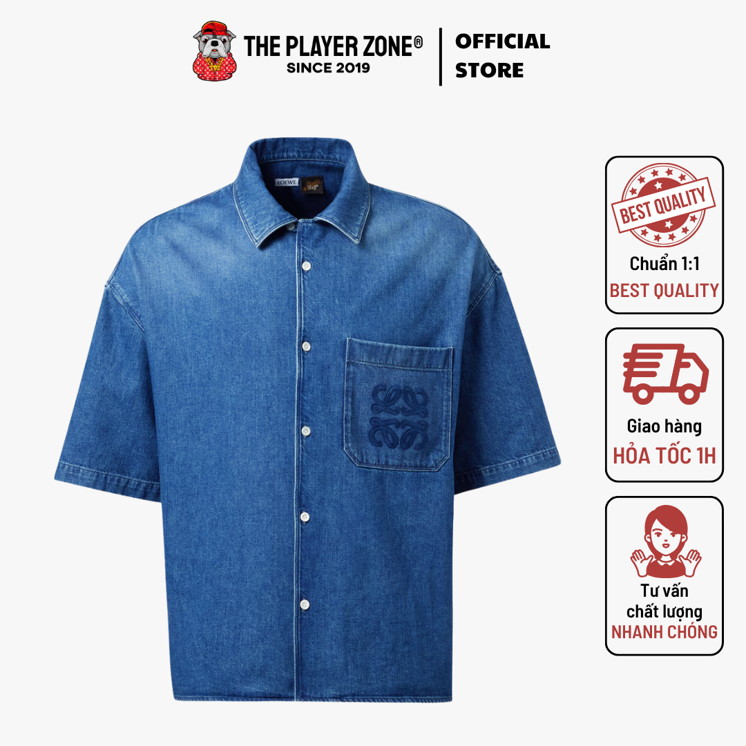 Áo Sơ Mi Loewe x Paula's Ibiza denim bowling shirt in - blue