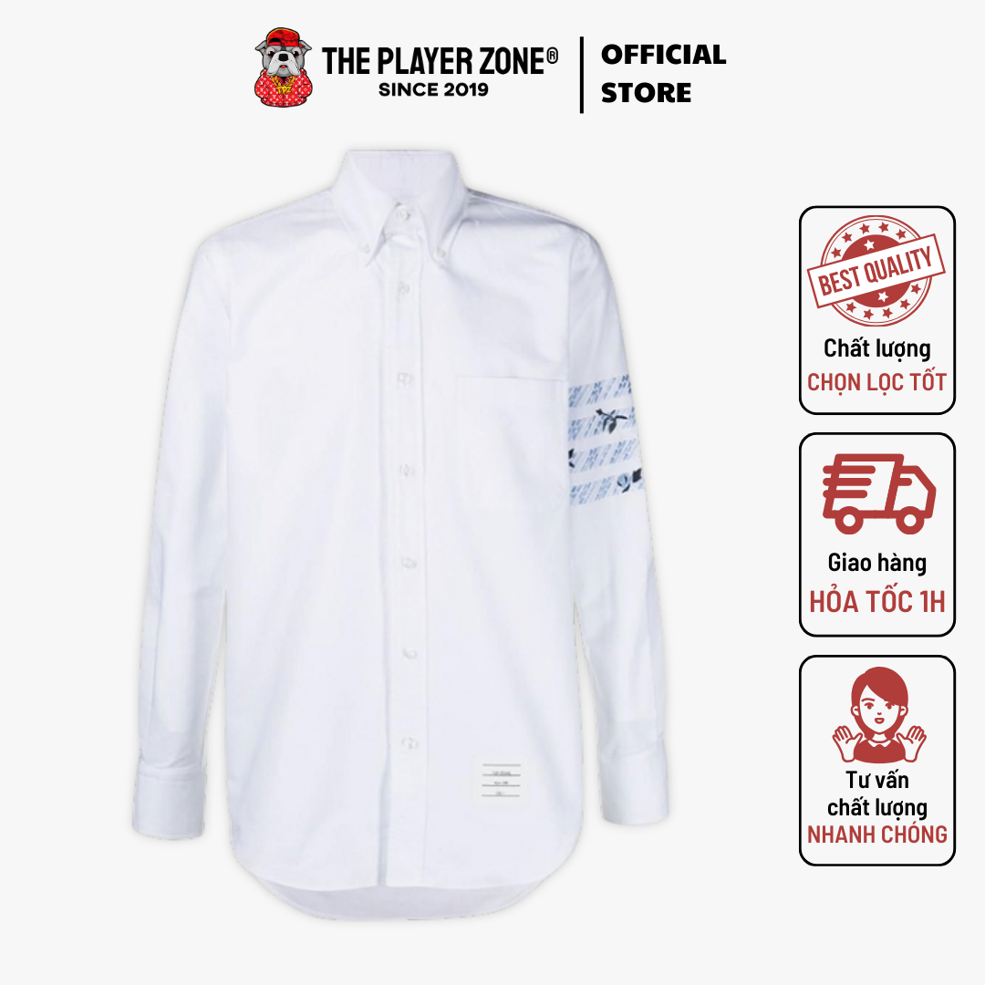 Áo Sơ Mi Thom Browne  4-Bar Floral Cotton Button-Down Shirt