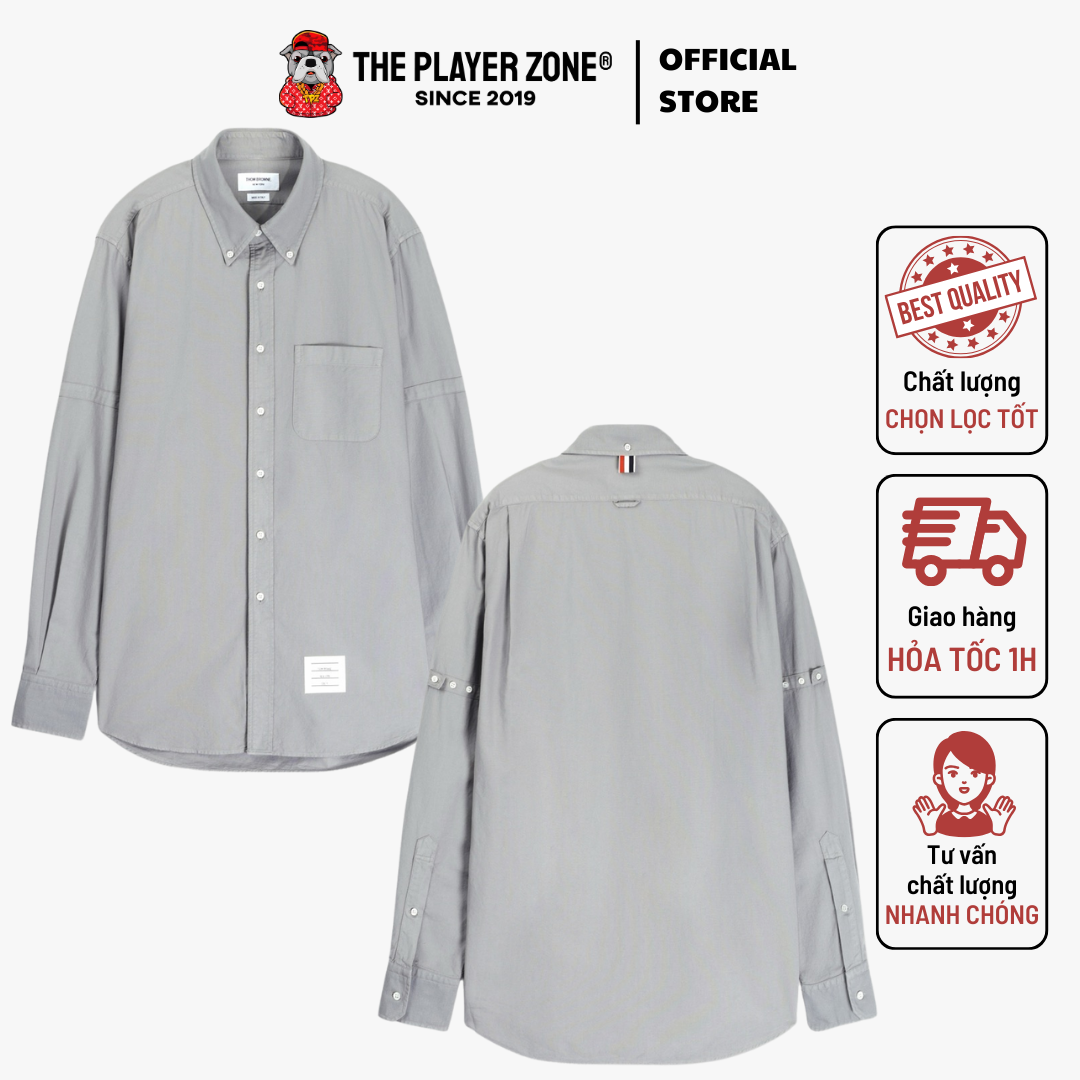 Áo Sơ Mi Thom Browne Adjustable-Armbands Cotton Shirt - Xám