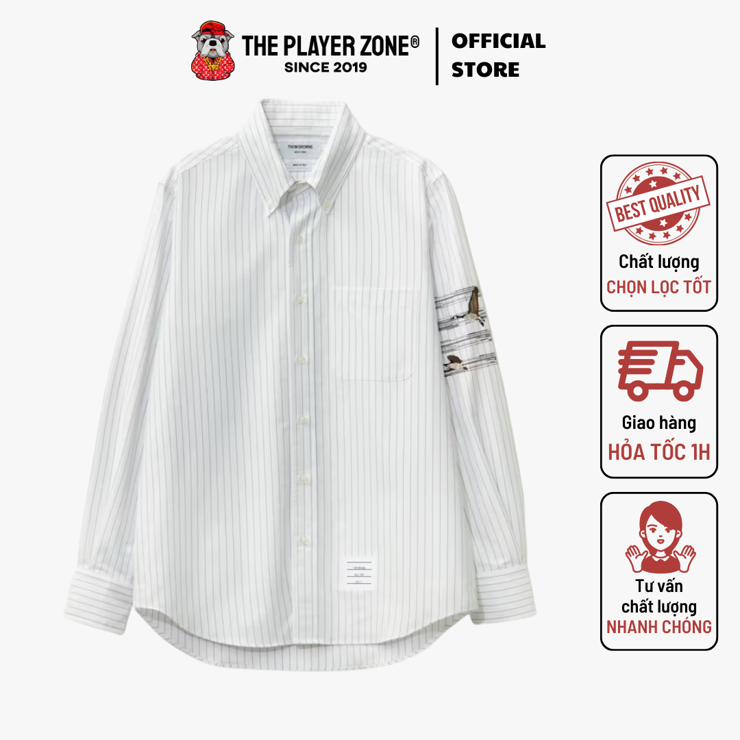 Áo Sơ Mi Thom Browne Cotton Embroidered Geese Shirt