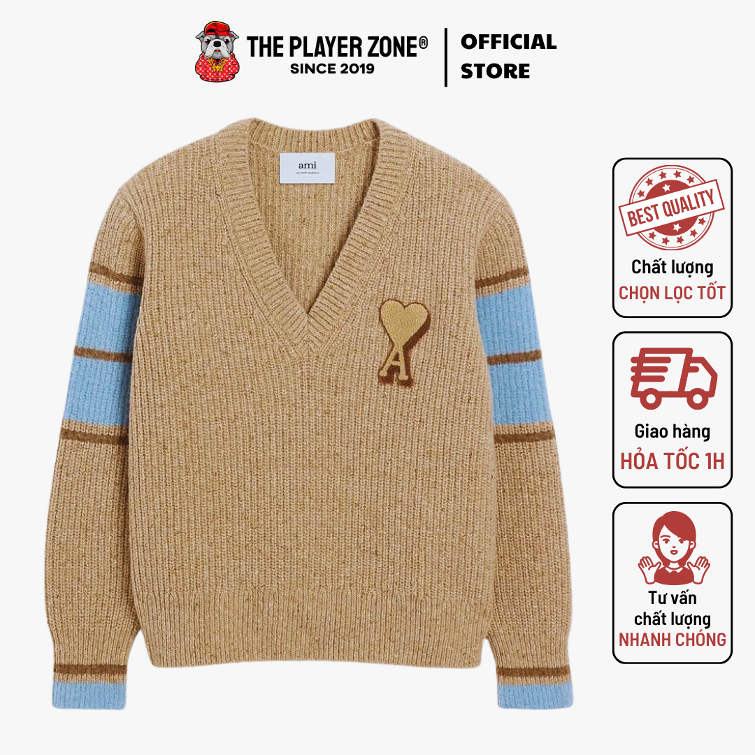 Áo Sweater Ami Brown Wool College - Brown