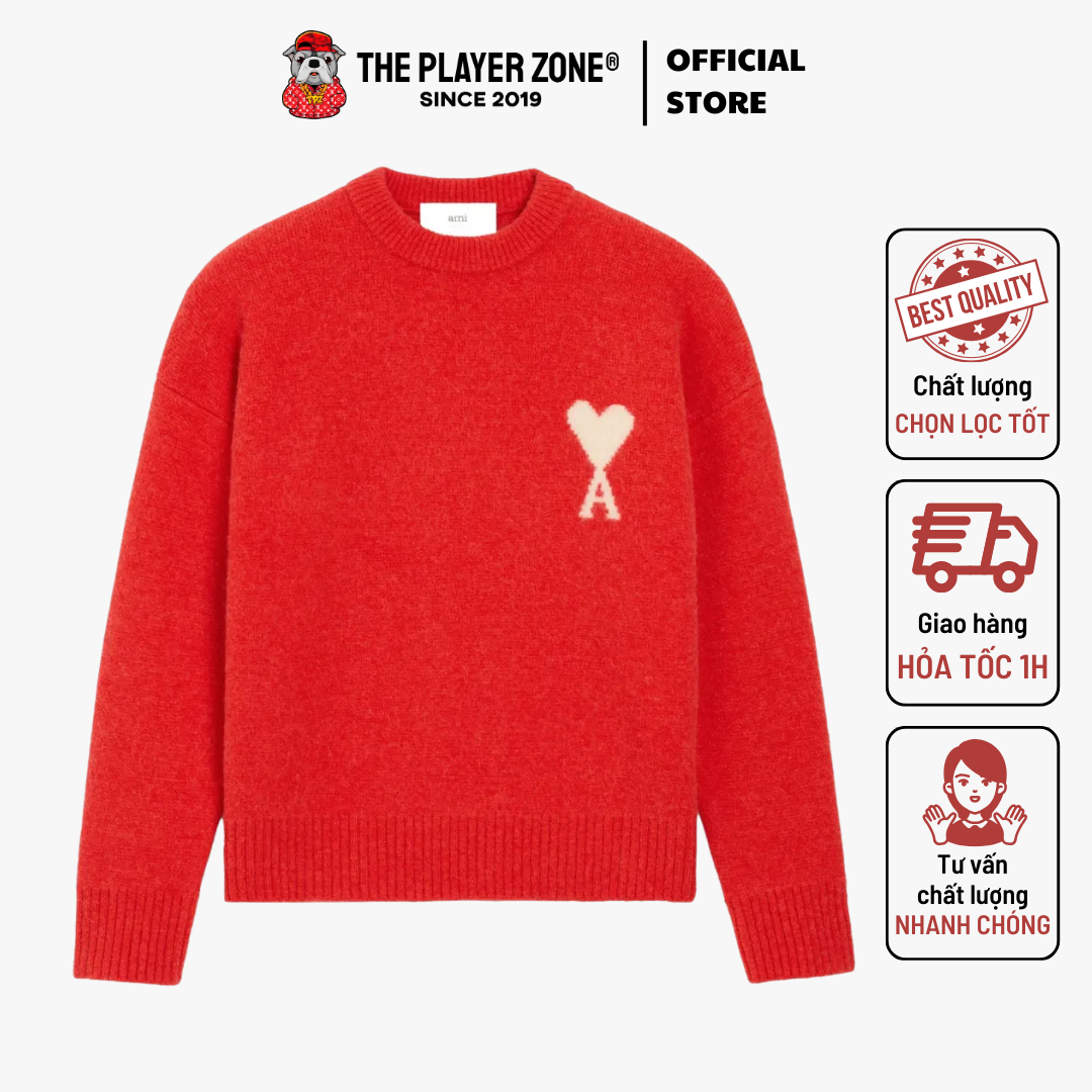 Áo Sweater AMI Paris Ami De Coeur-intarsia Sweater - Đỏ