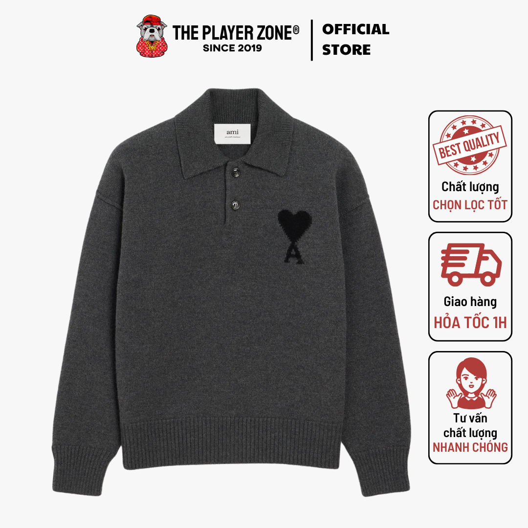 Áo Sweater Ami Paris Ami De Coeur - Xám