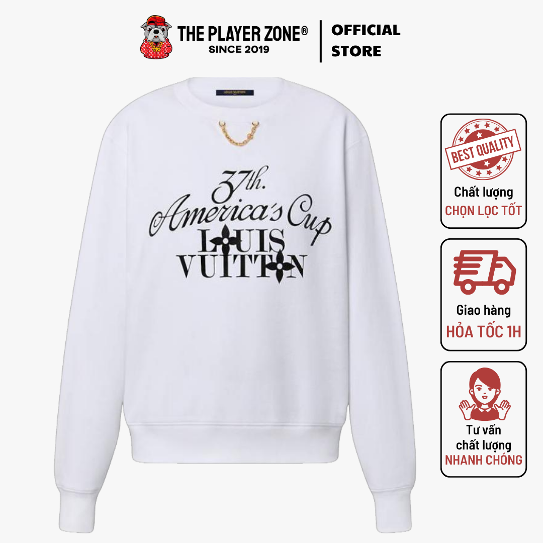 Áo Sweater LV Louis Vuitton Graphic Printed Pullover - Trắng