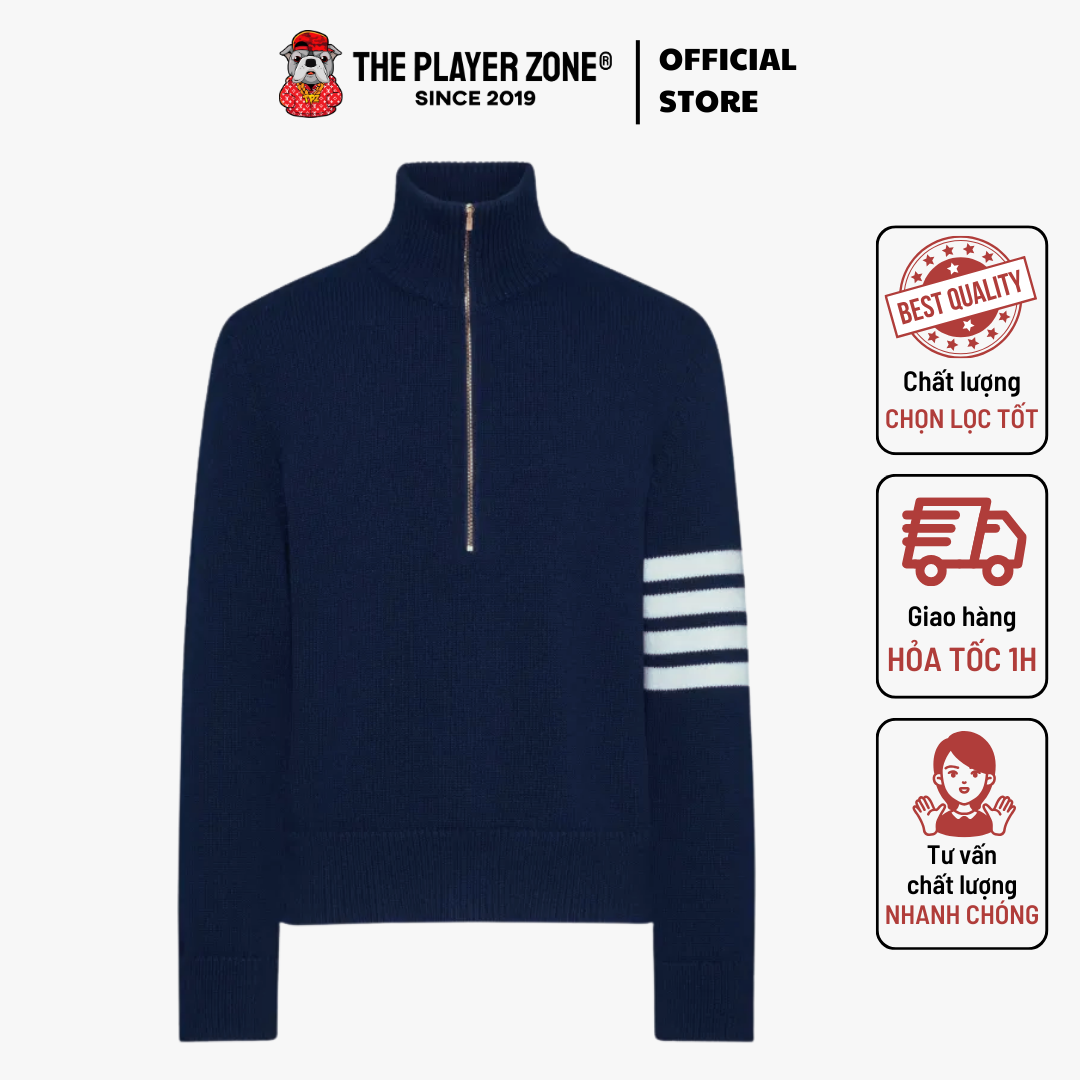 Áo Sweater Thom Browne 4-Bar funnel-neck Wool - Navy