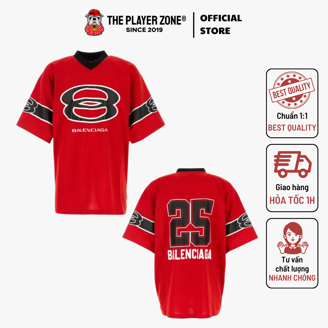 Áo Thun Balenciaga American Football number-print T-shirt - Red