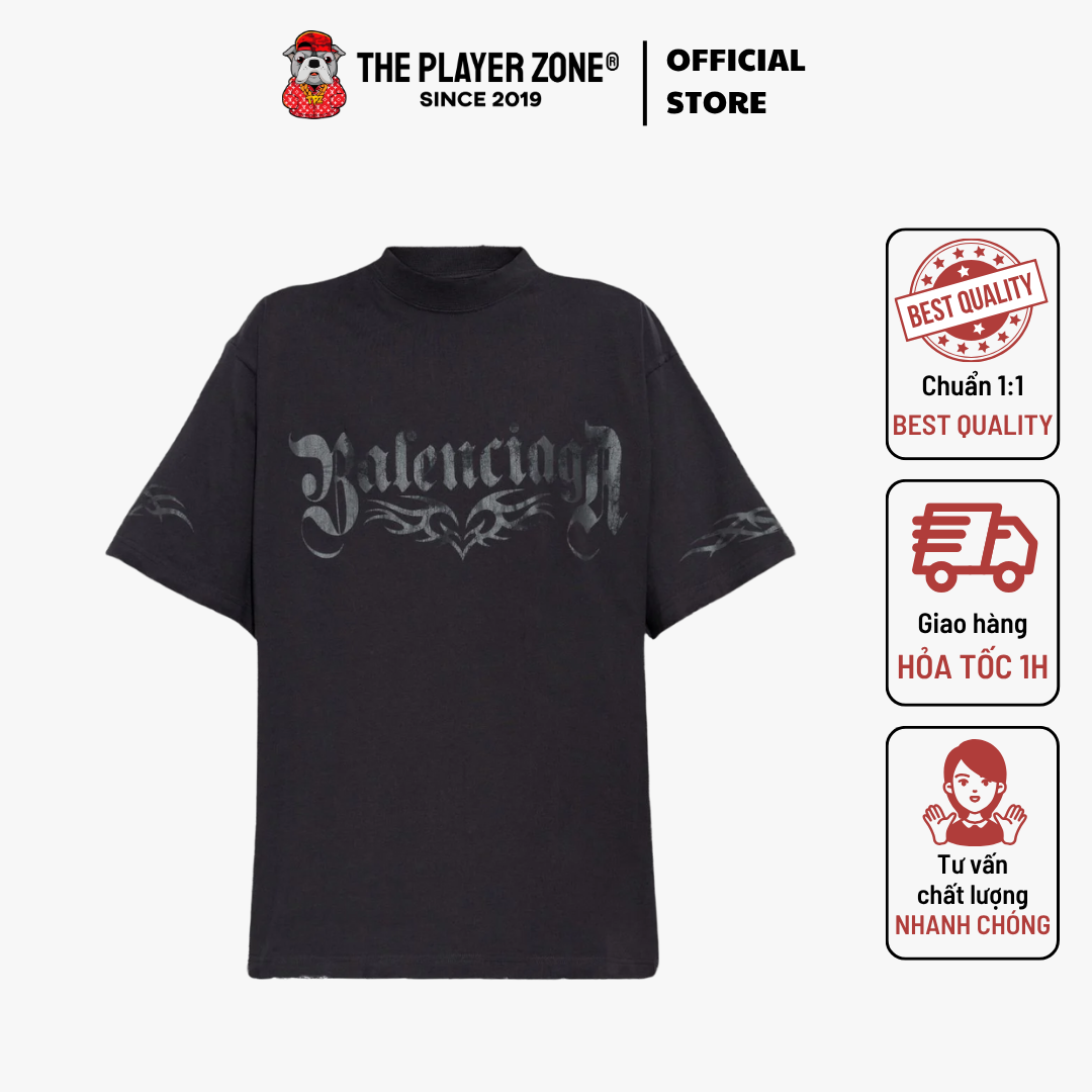 Áo Thun Balenciaga Medium Fit T-Shirt Tacky Vintage Jersey - Đen