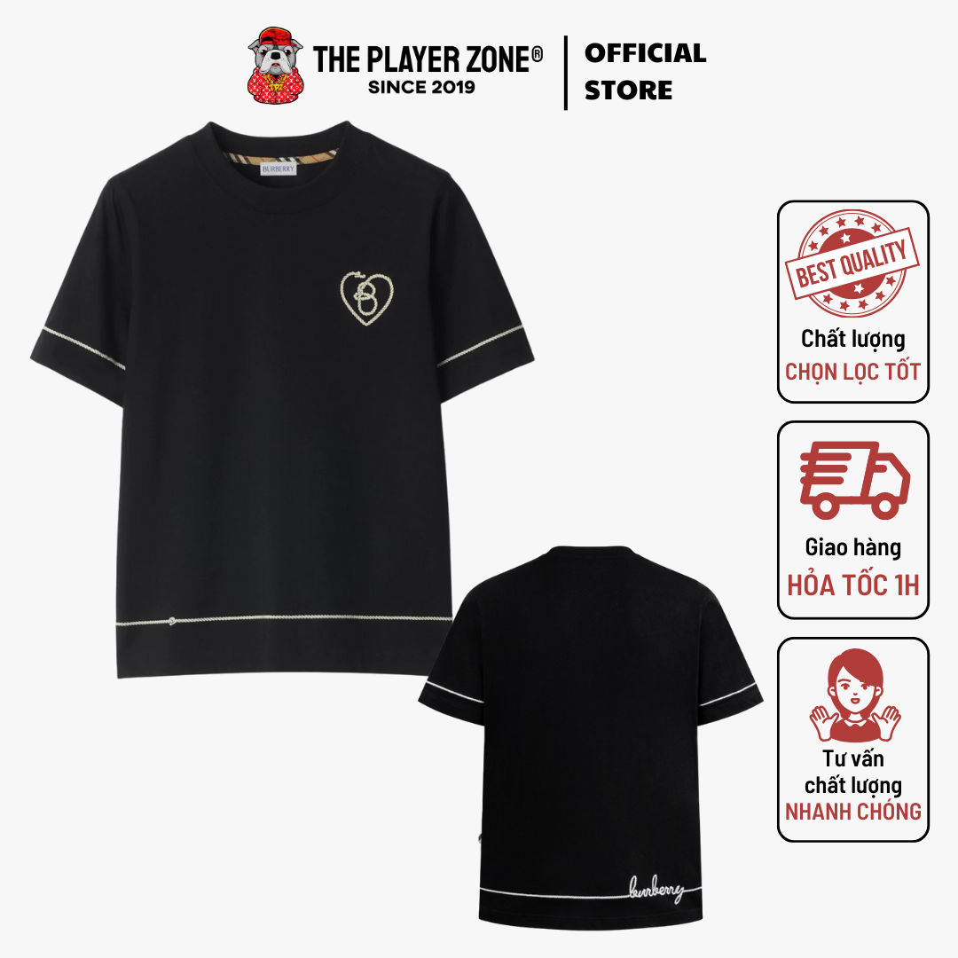 Áo Thun Burberry B Heart Cotton T-shirt - Black