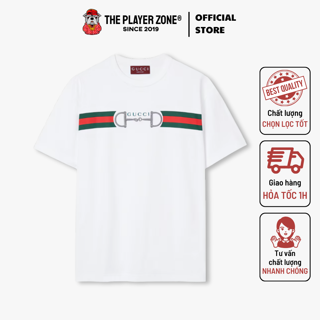 Áo Thun Cotton jersey T-shirt with embroinavy- trắng