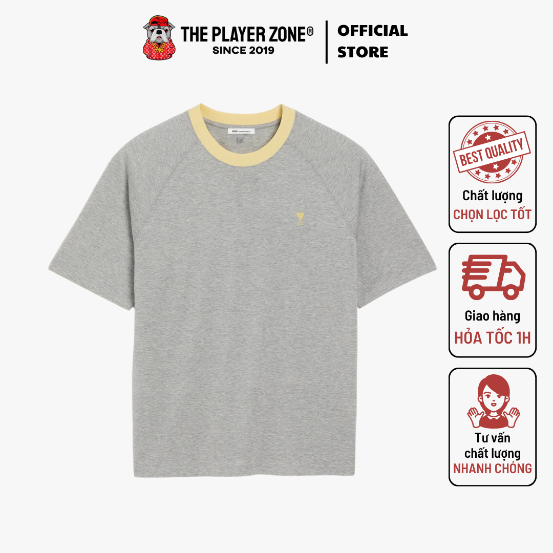 Áo thun de Coeur short sleeves t-shirt in mercerized jersey- xám