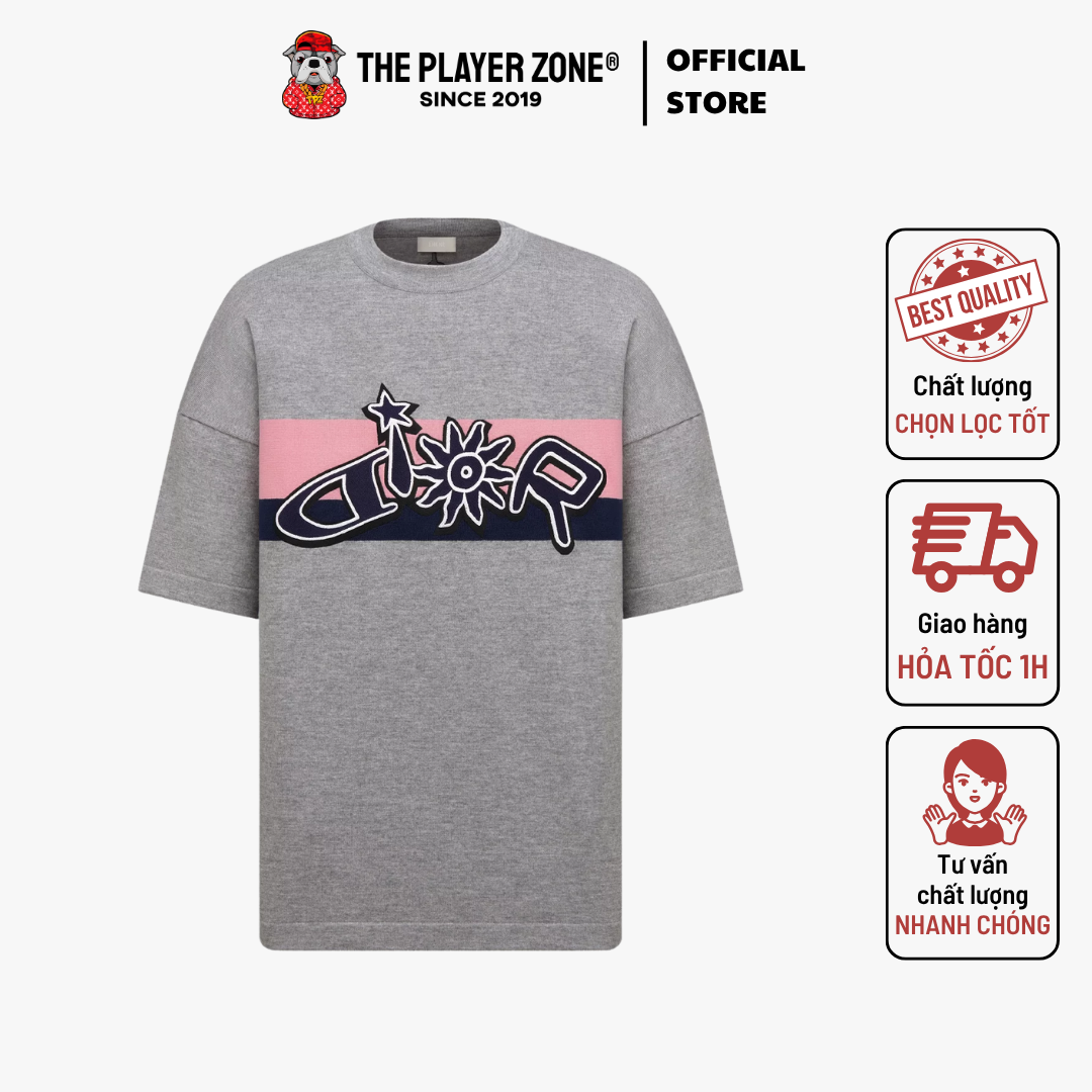 Áo Thun Dior And Lewis Hamilton T-Shirt Gray Wool Knit - Xám