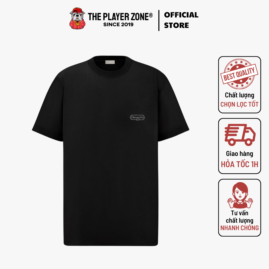 Áo Thun CD Box T-Shirt, Relaxed Fit Black Cotton Jersey - Đen