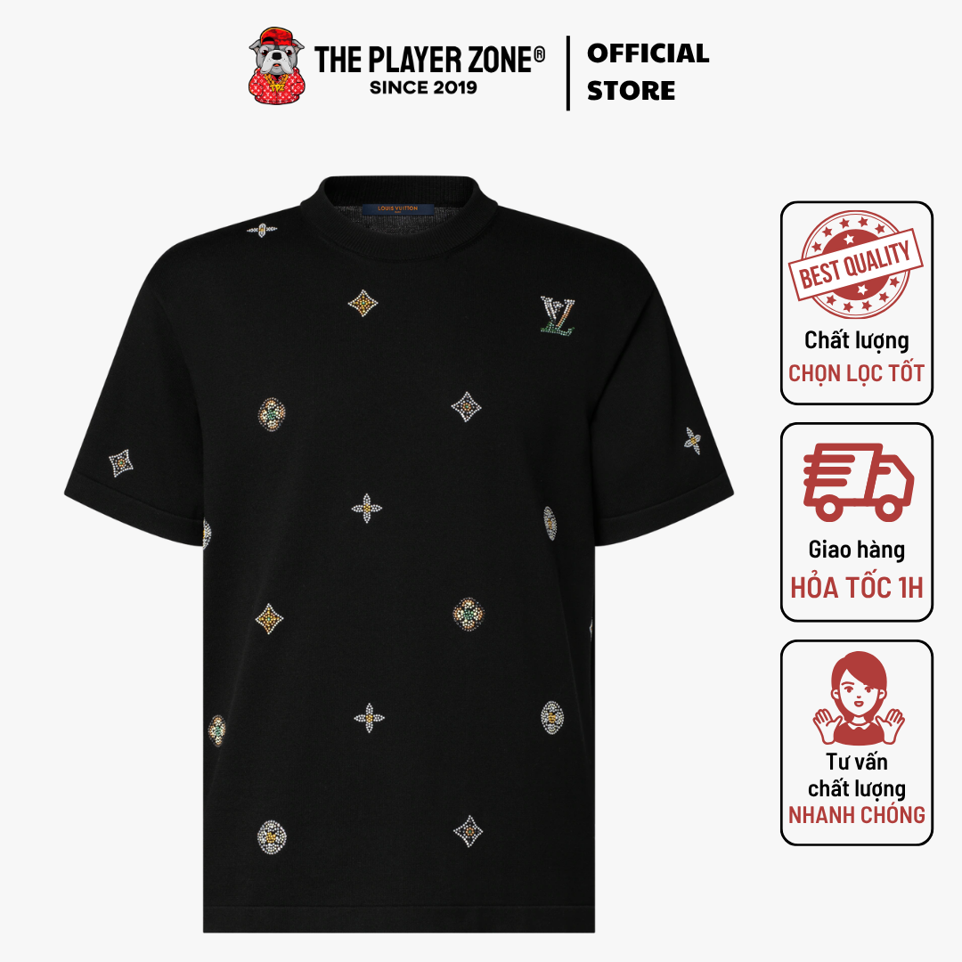 Áo Thun Embellished Short-Sleeved Crewneck - Đen