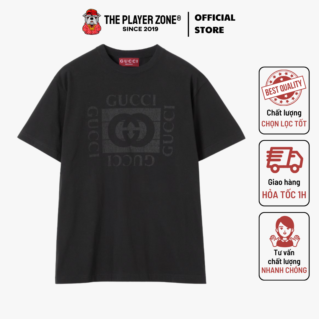 Áo thun Gucci Cotton jersey T-shirt with print - Đen