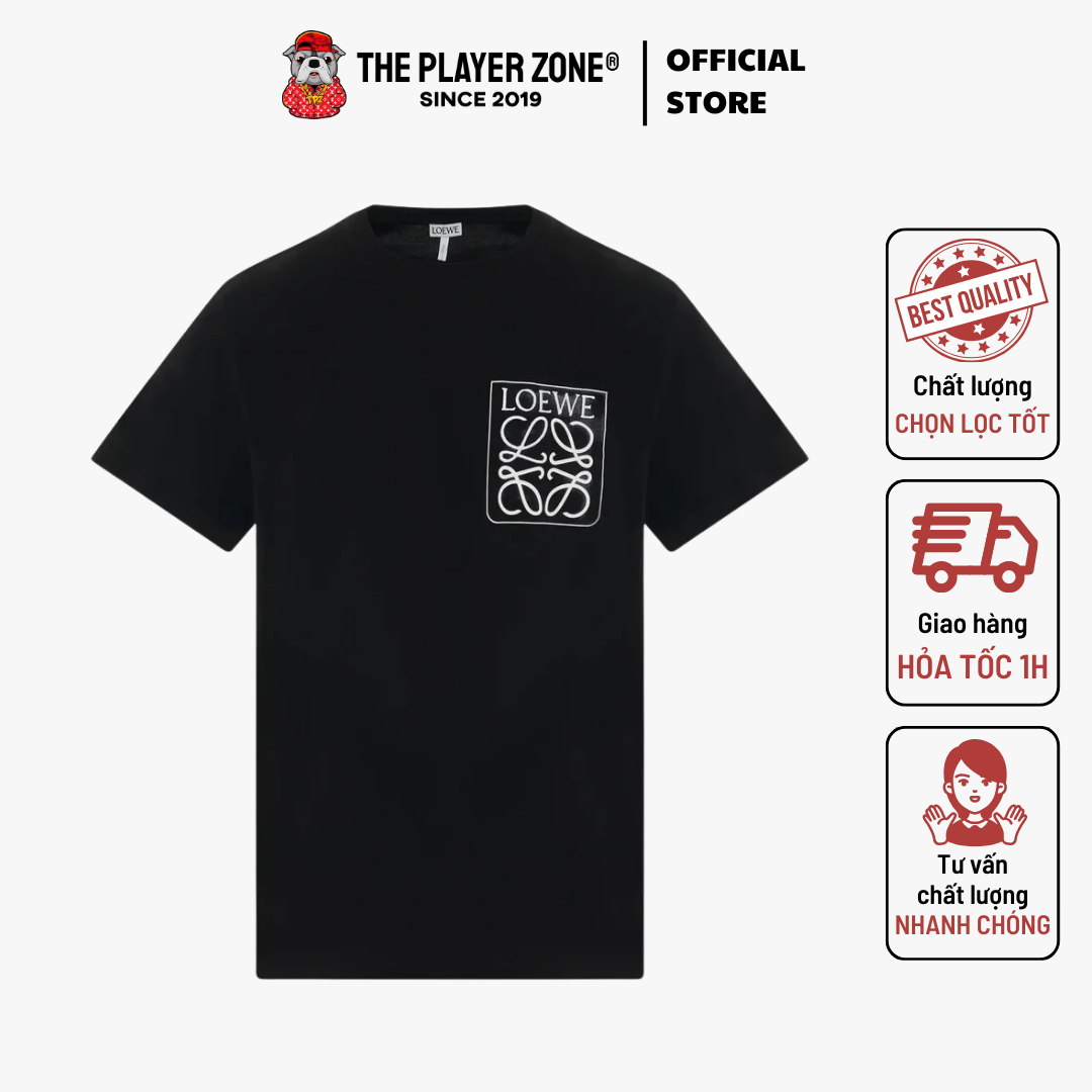 Áo Thun Loewe Anagram Fake Pocket - Đen