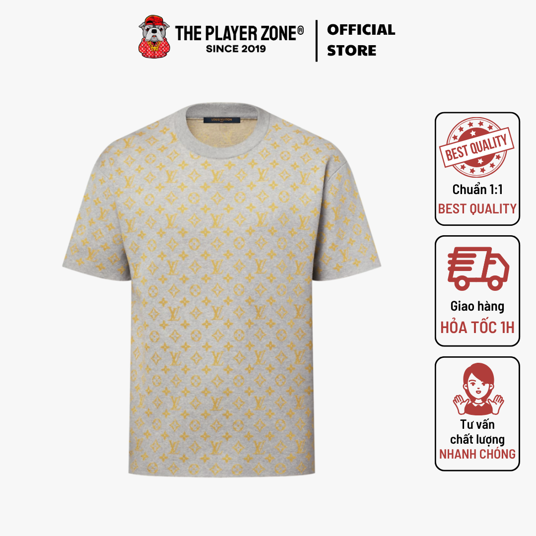 Áo Thun LV Dệt Kim Monogram Short-Sleeved Crewneck Vải Dệt Kim