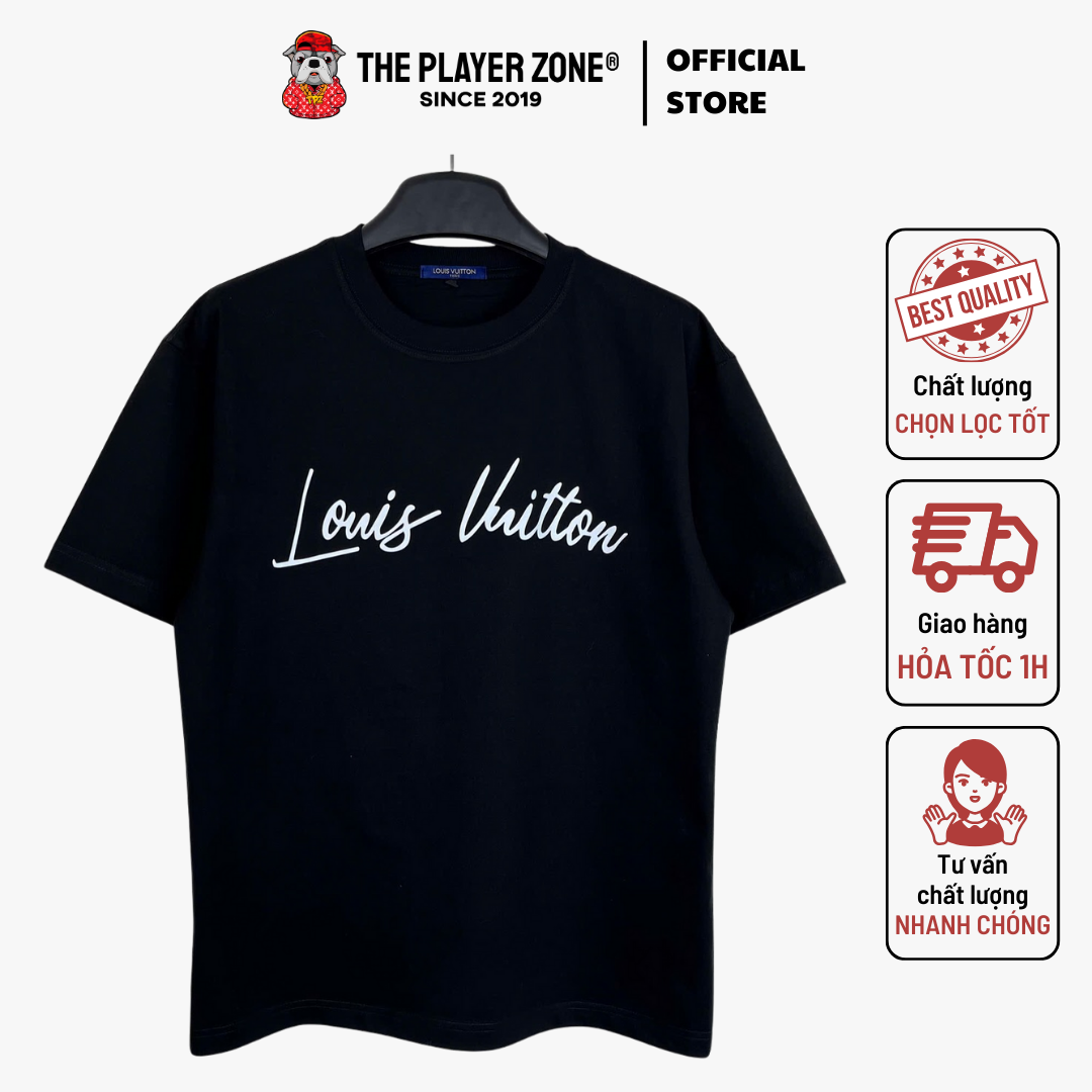 Áo Thun LV Louis Vuitton Cursive Signature T-Shirt - Đen