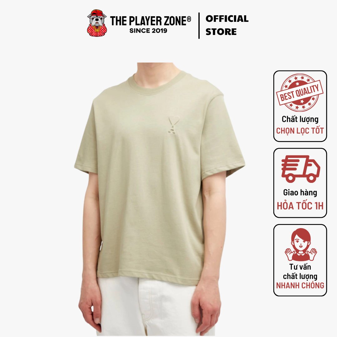 Áo Thun Paris Men's  Embossed Heart T-Shirt in Sage- Be
