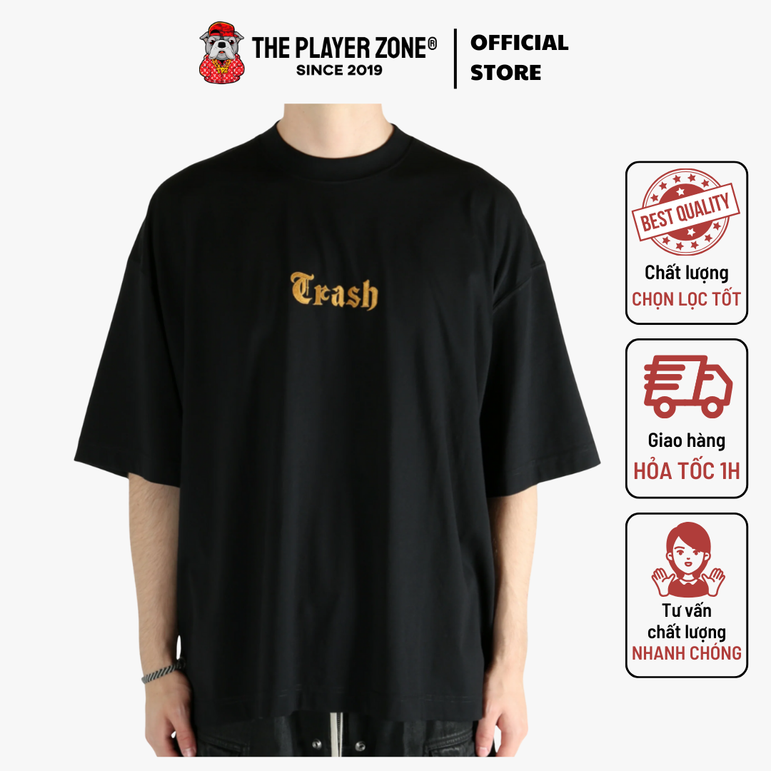 Áo thun VETEMENTS - Men Trash Embroidered - Đen