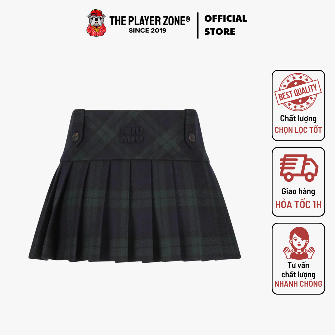 Chân Váy Miu Miu In Virgin Wool - Dark Blue