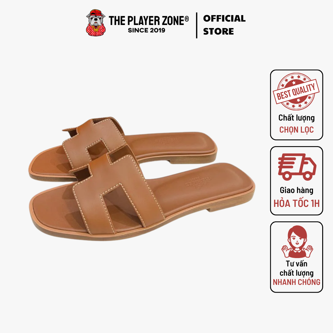 Dép Hermes Mules oran en cuir Hermès Camel - Nâu