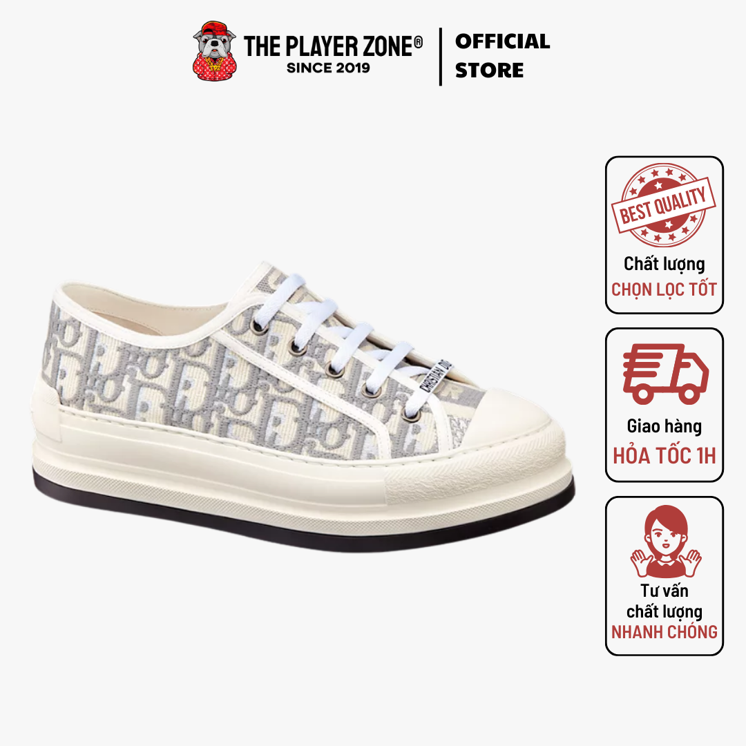 Giày Dior Walk'n'Dior Platform Sneaker Stone Gray Dior Oblique - Trắng