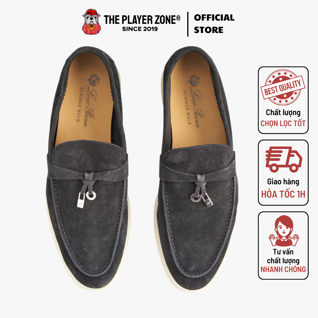 Giày Loro Piana Summer Charms Walk Suede Loafers -  Chade Crown