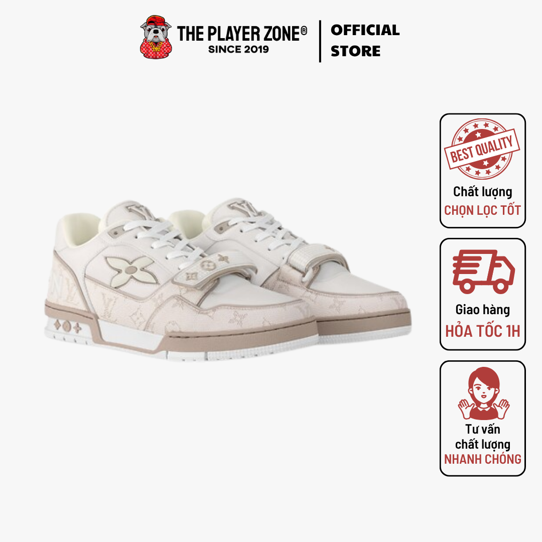 Giày Louis Vuitton LV Trainers With Tab blue Best Quality -  Beige