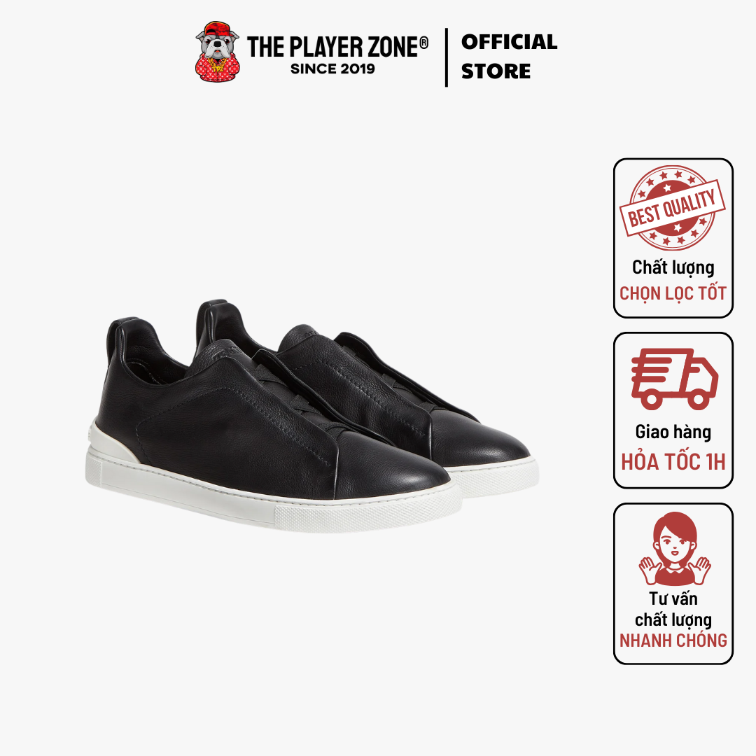 Giày Zegna Triple Stitch Secondskin Sneakers - Black