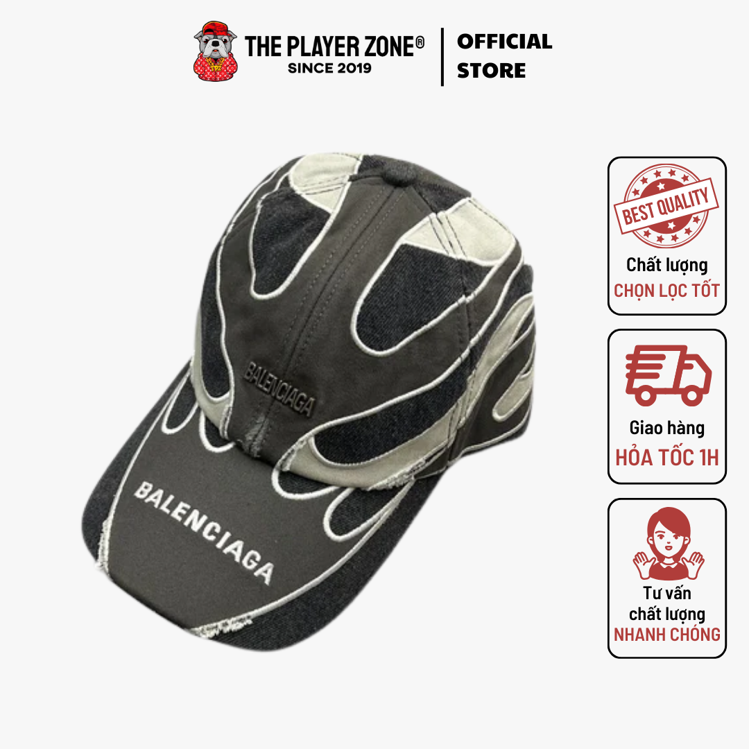 Nón Balenciaga Gorra Balenciaga Flame Allover Washed Gris Oscuro - Xám