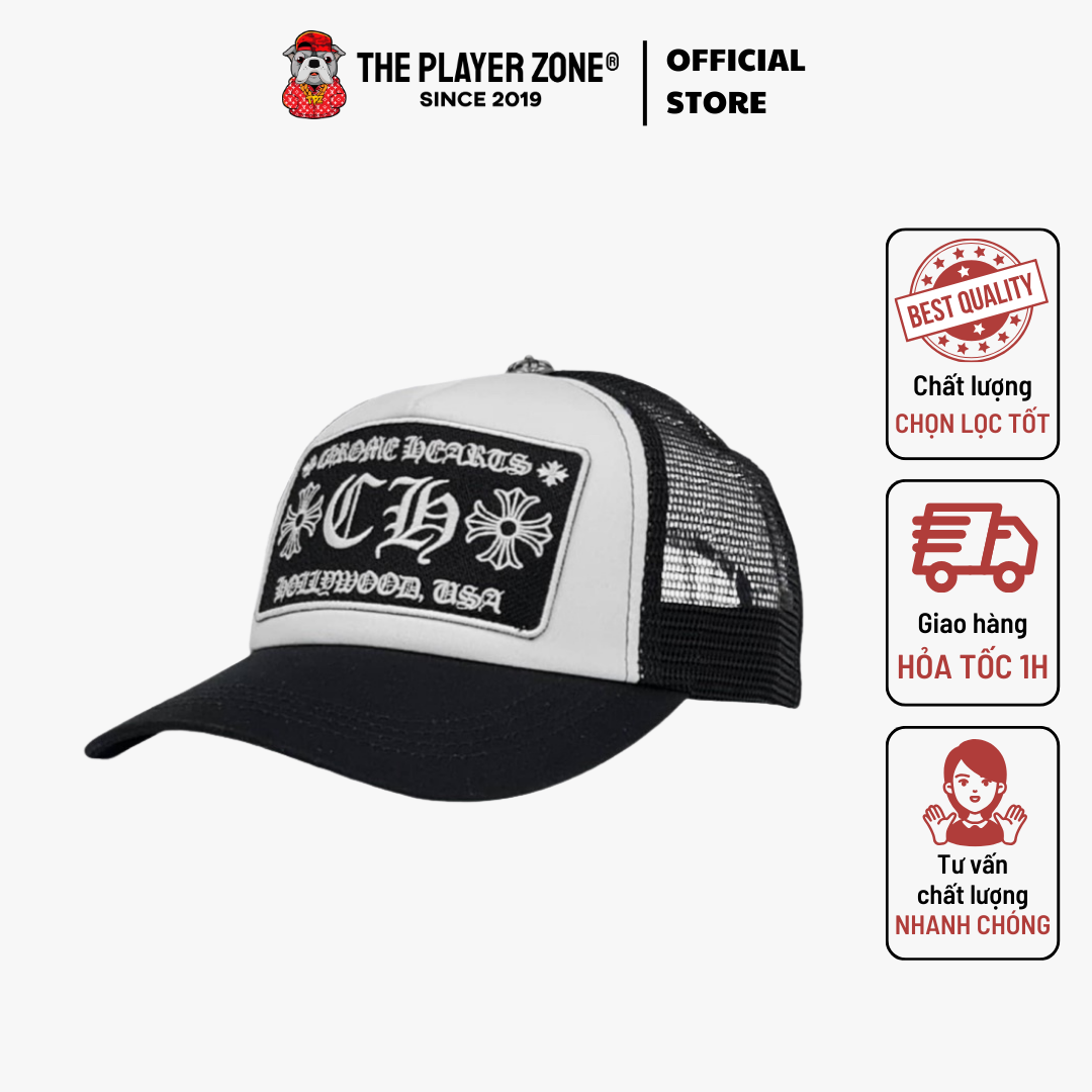 Nón Chrome Hearts CH Hollywood Trucker Hat - charm bạc thật
