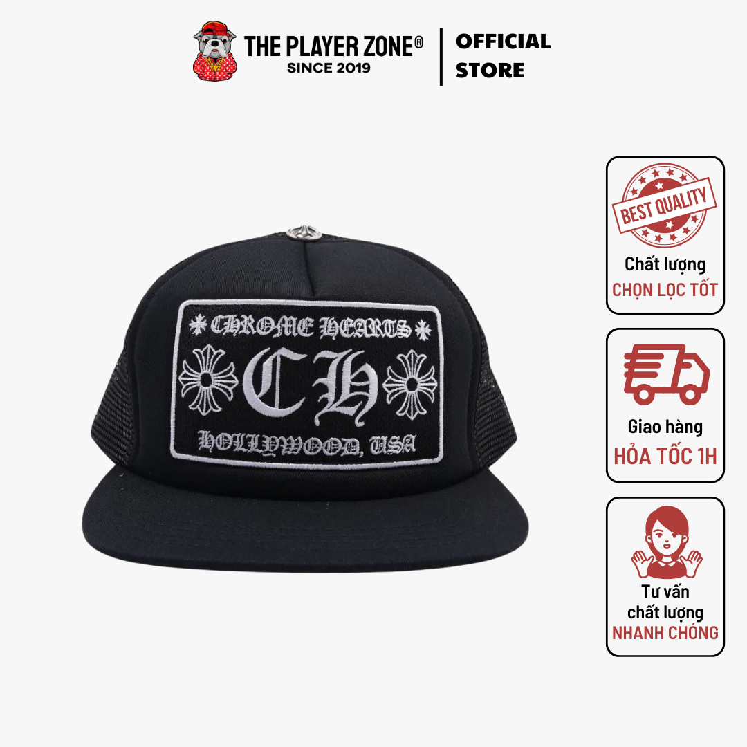 Nón Chrome Hearts Hollywood Cap - Black (charm bạc thật)