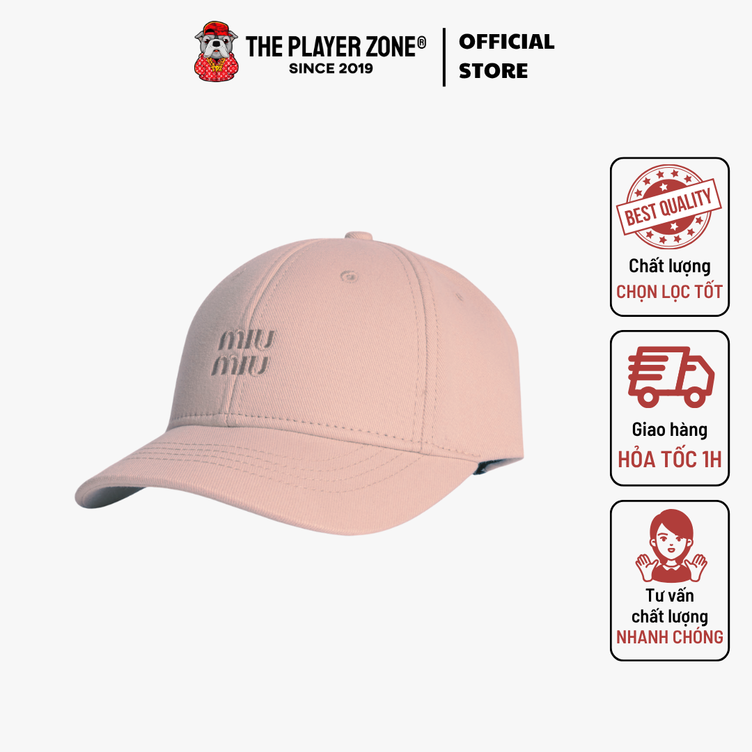 Nón Miu Miu Drill Logo Embroidered Baseball - Pink