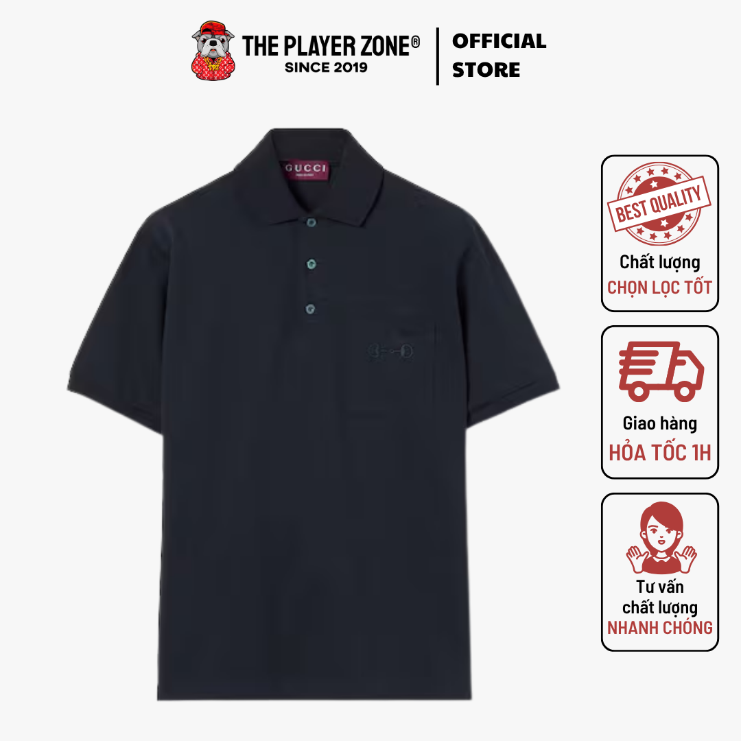 Polo Cotton piquet polo shirt with embroidery - Navy
