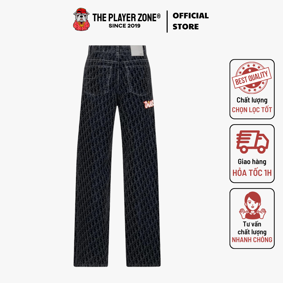 Quần Jeans Dior And Kaws Oblique Heritage Jeans in Blue