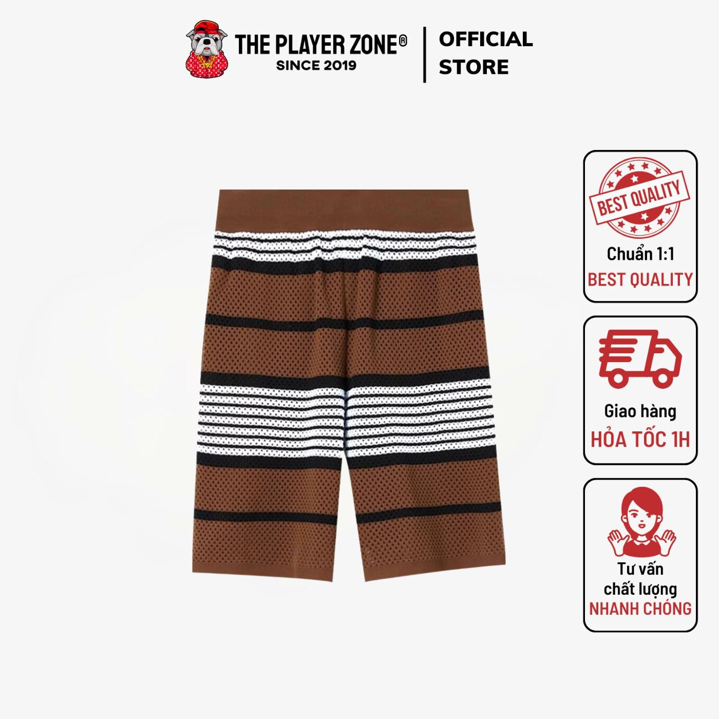 Quần Short Burberry Striped Shorts Dark Birch Brown - Brown