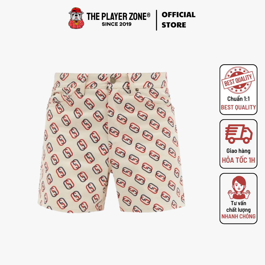 Quần Short Gucci GG Logo Print High Rise
