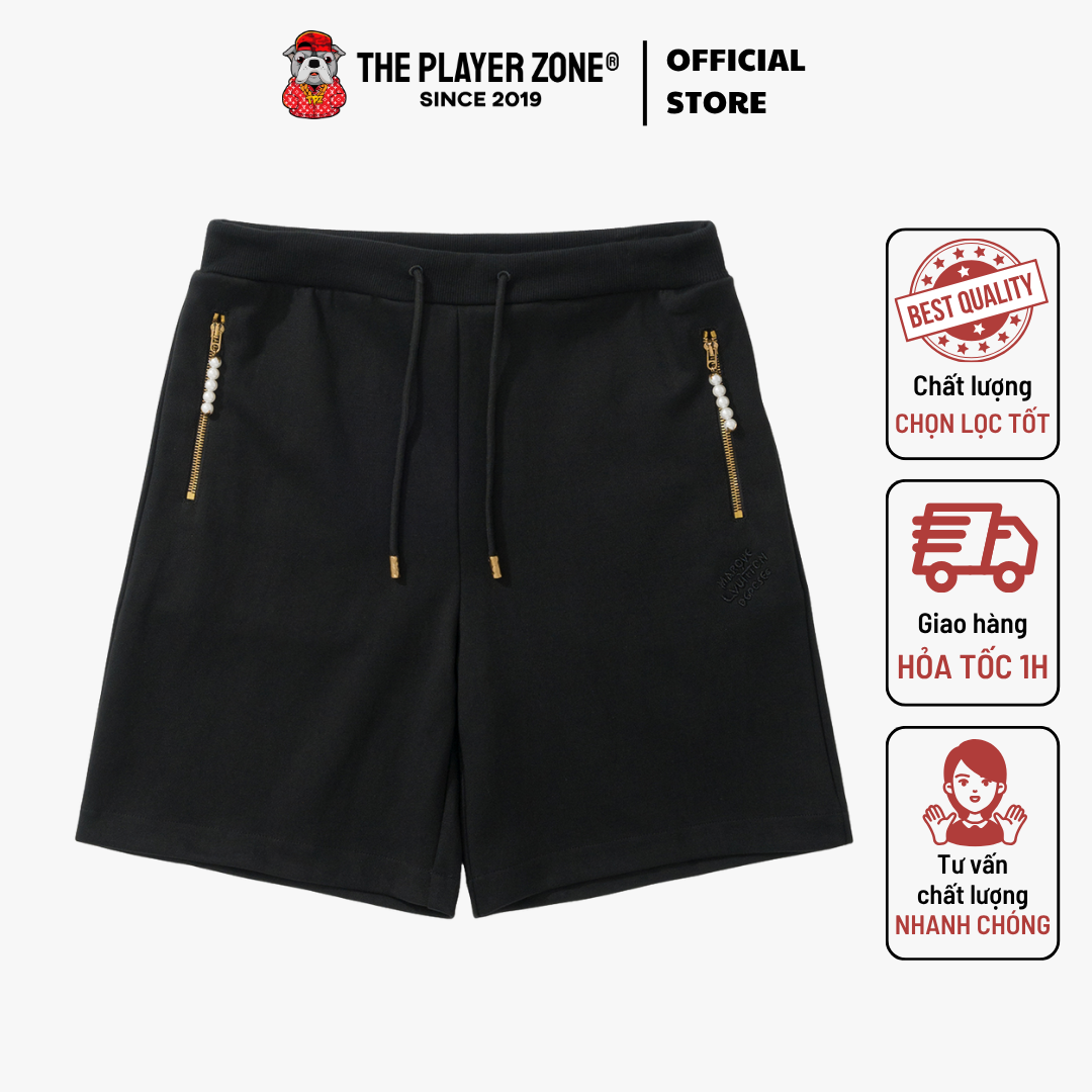 Quần Short LV Louis Vuitton Embroidered Jersey Shorts - Luxury Pants - Ready to Wear - Đen