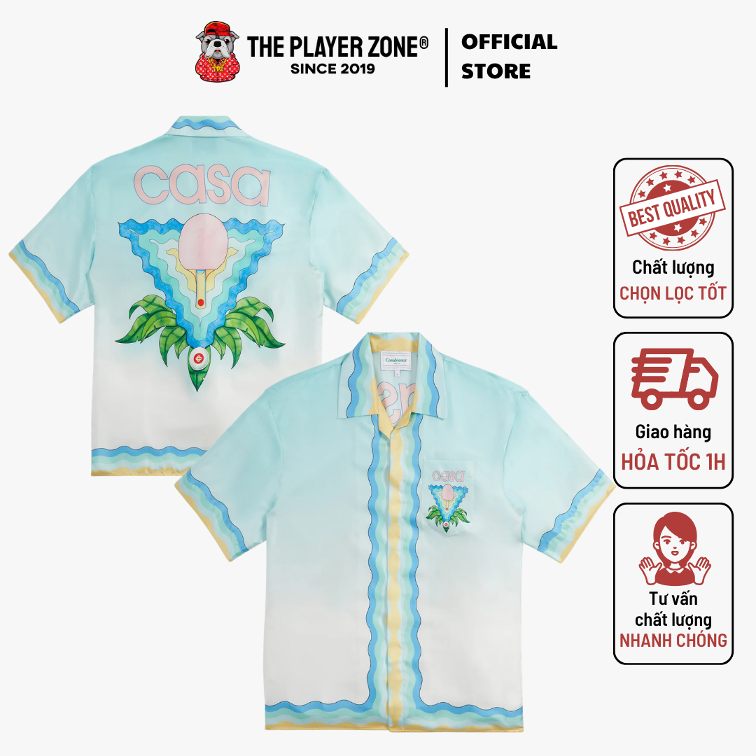 Áo Sơ Mi Cuban Collar Shirt - Xanh