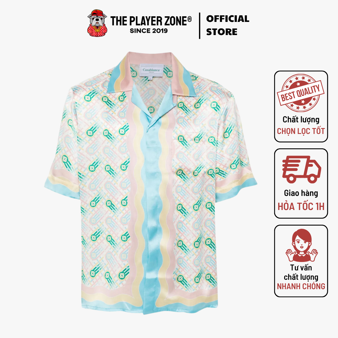 Áo Sơ Mi Ping Pong silk shirt - Hồng Xanh