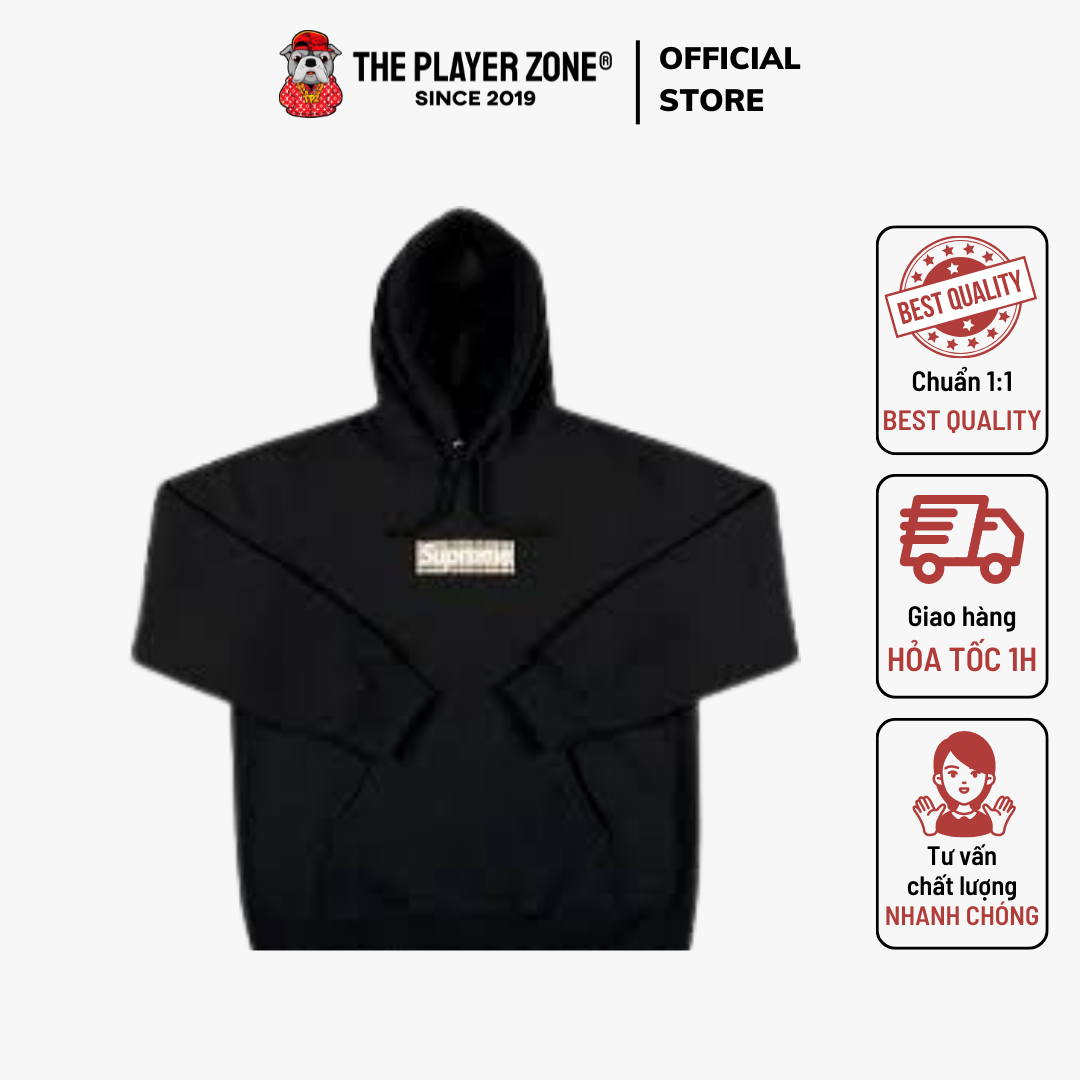 Áo Hoodie Supreme X Burberry Box Logo (Black) The Player Zone