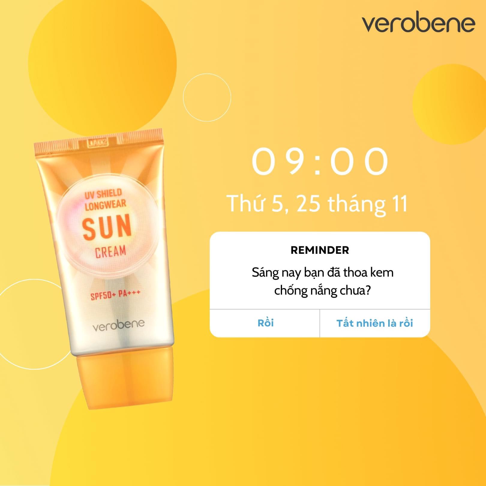 Kem Chống Nắng Verobene Sun Cream SPF 50 PA+++ CHÍNH HÃNG Hàn Quốc