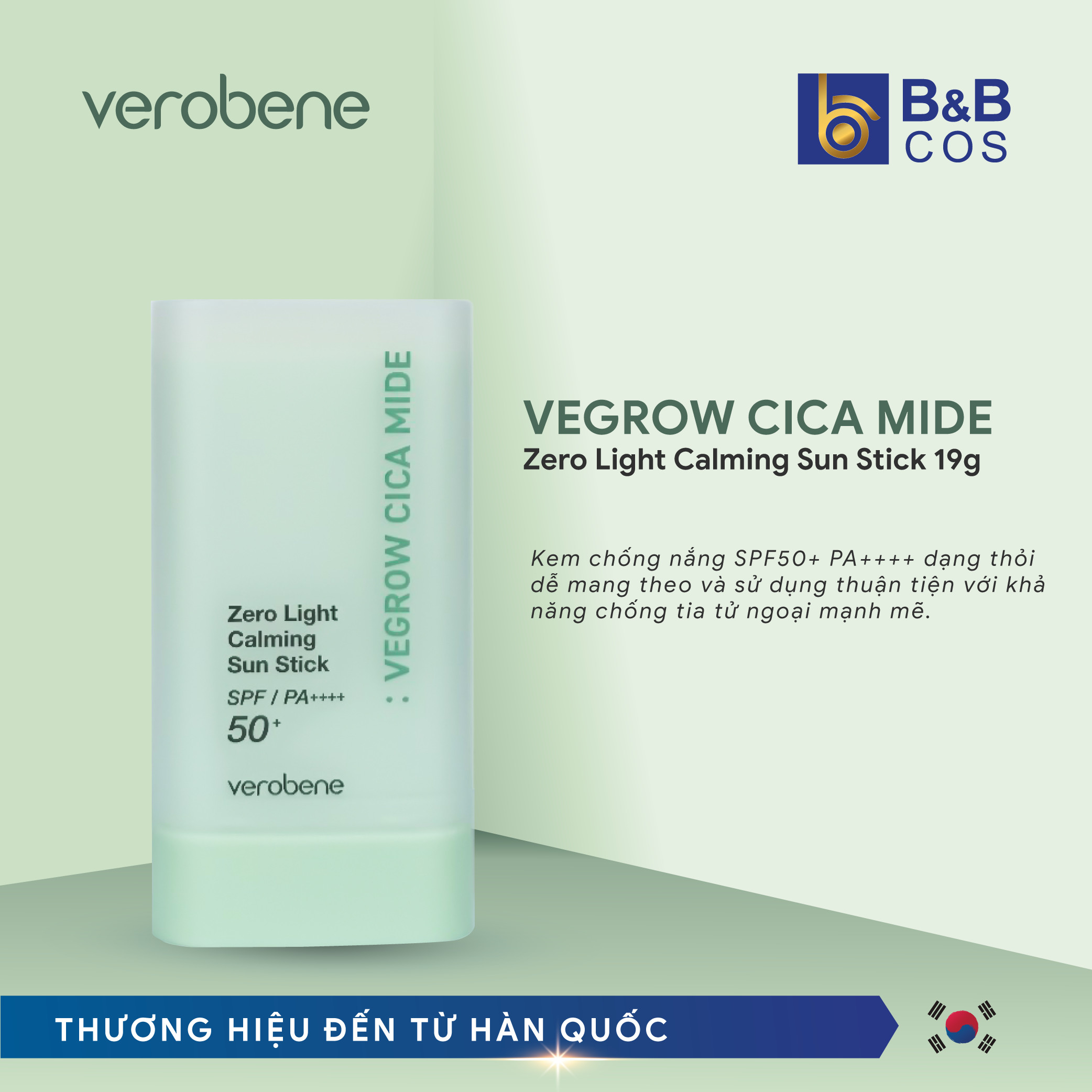 CHỐNG NẮNG DẠNG THỎI THUẦN CHAY VEROBENE - VEROBENE ZERO LIGHT CALMING SUN STICK  19G