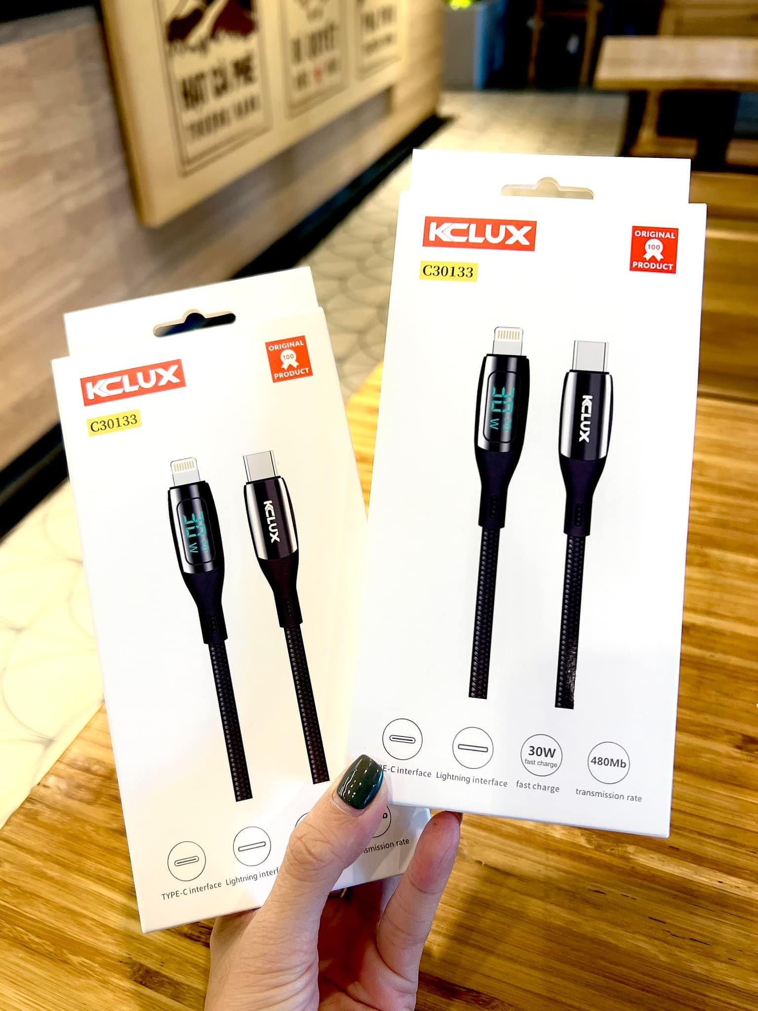 CÁP SẠC DÙ 30W KCLUX C30133 ( C to Lingtning - có đèn báo )