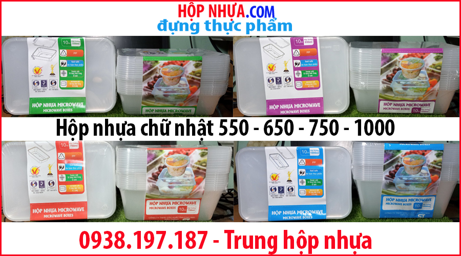 Hộp nhựa chữ nhật đựng thực phẩm