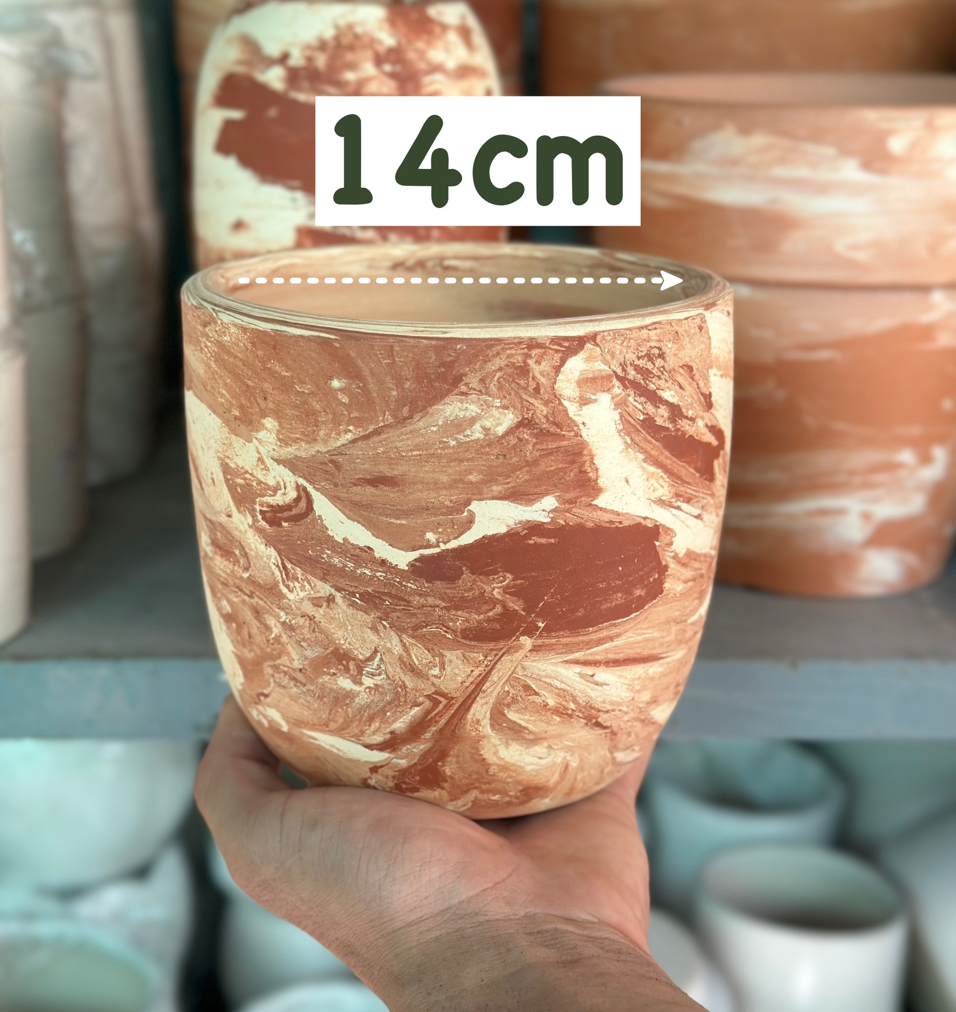 CHẬU ĐẤT NUNG LOANG MÀU TRỨNG TRÒN 10CM, 14CM, 17CM, (1 chậu),chậu trồng cây, trang trí nội thất, Cây Tươi Nguyên CTN1556