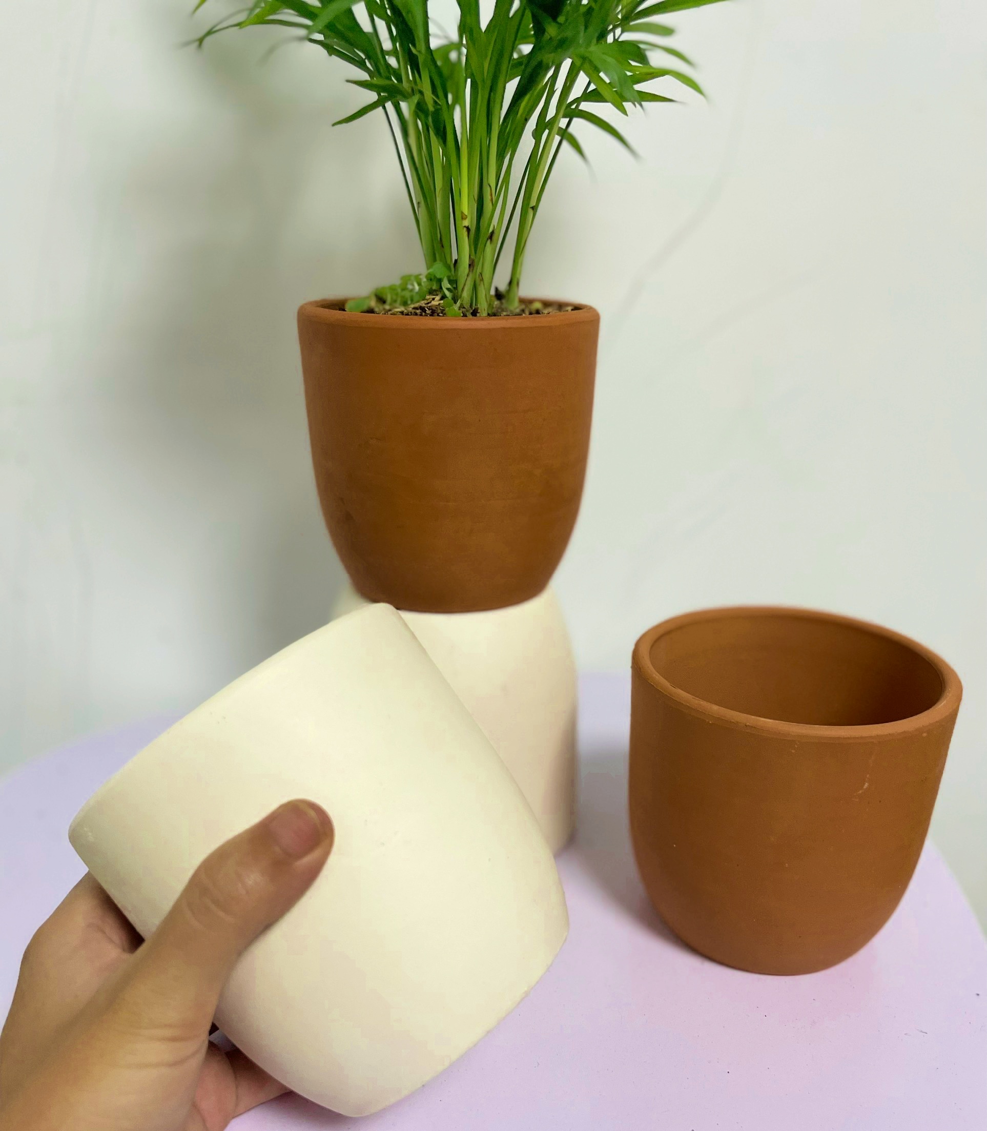 CHẬU TRỨNG ĐẤT NUNG Size S (10*10cm) (1 chậu), gốm đất nung, chậu cây mini, sen đá, xương rồng Cây Tươi Nguyên CTN0970