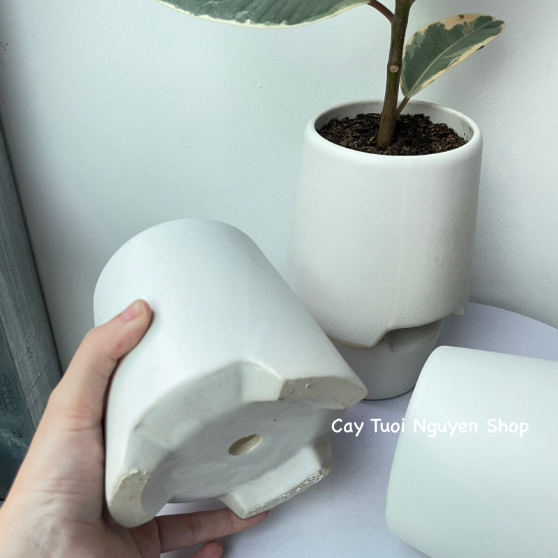 CHẬU TRÁNG MEN 3 CHÂN CAO 10*11CM, (1 chậu), chậu trồng cây, trang trí nội thất, Cây Tươi Nguyên CTN1498