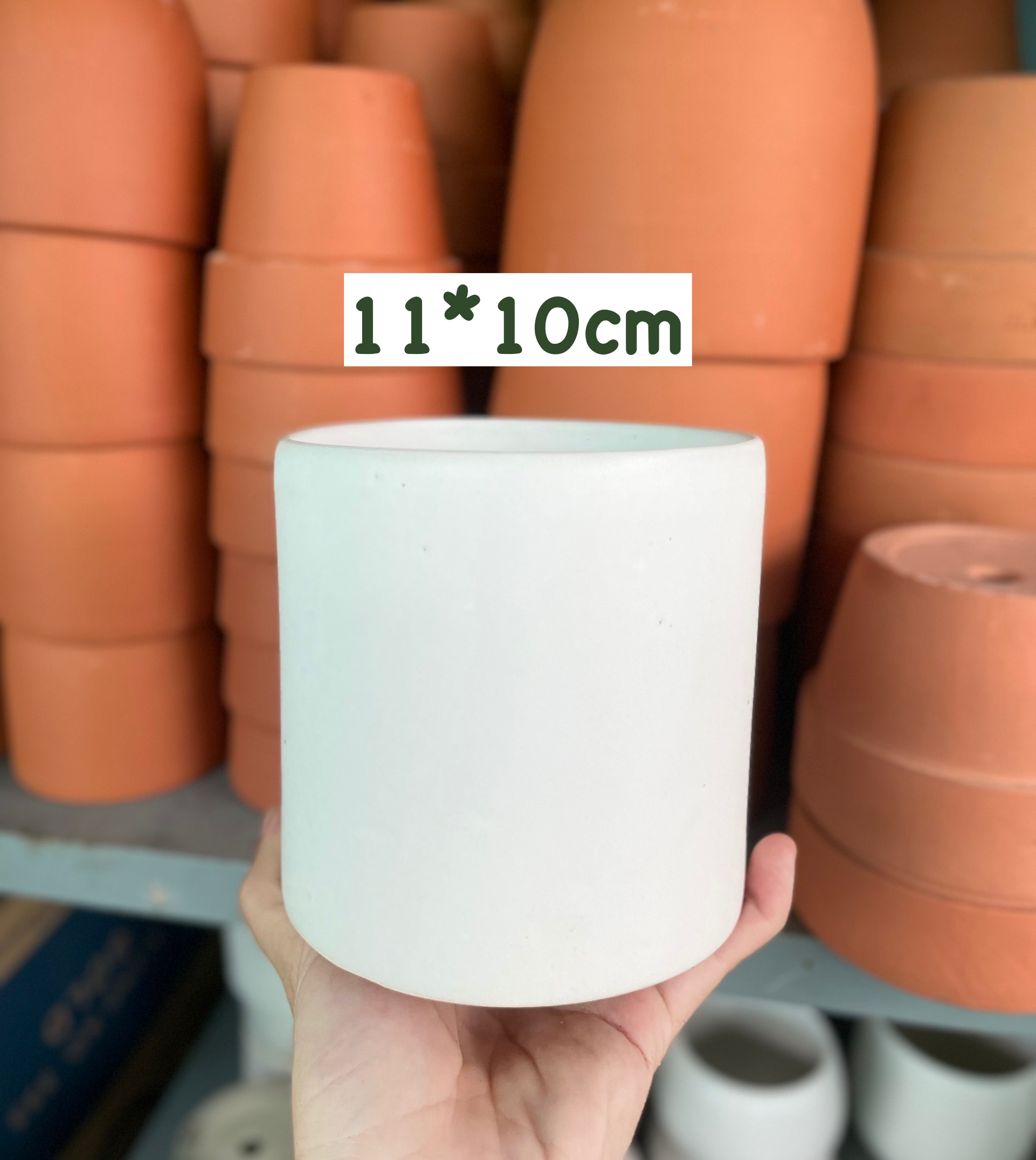 CHẬU TRỤ TRÁNG MEN TRẮNG Size 11CM, 15CM, 18CM (1 chậu), tráng men, chậu cây trong nhà, bền đẹp, Cây Tươi Nguyên CTN1458